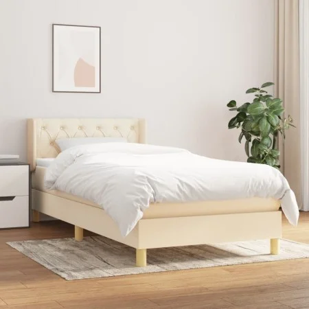 Box spring bed with cream fabric mattress 80x200 cm by vidaXL, Beds and slatted bases - Ref: Foro24-3130470, Price: 295,62 €,...