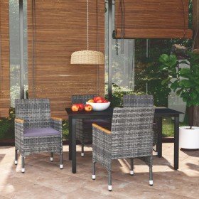Juego muebles jardín 5 pzas con cojines ratán sintético gris en Conjuntos de jardín | Comprar online en Foru.es