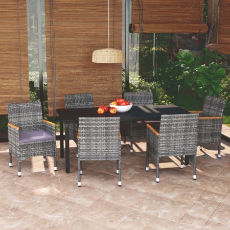 Set de muebles jardín 7 pzas con cojines ratán sintético gris en Conjuntos de jardín | Comprar online en Foru.es