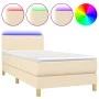 Cama box spring colchón y luces LED tela crema 80x200 cm de vidaXL, Camas y somieres - Ref: Foro24-3133514, Precio: 294,70 €,...