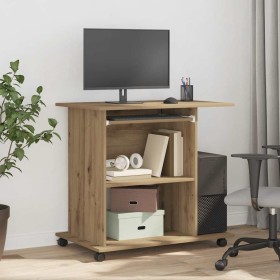 Mesa ordenador madera contrachapada roble artesanal 80x50x75cm en Oficina | Comprar online en Foru.es