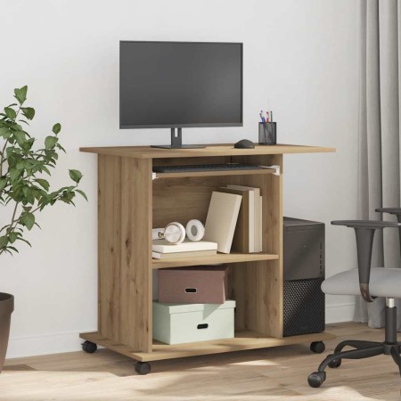 Mesa ordenador madera contrachapada roble artesanal 80x50x75cm en Oficina | Comprar online en Foru.es