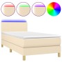 Cama box spring colchón y luces LED tela color crema 90x190 cm de vidaXL, Camas y somieres - Ref: Foro24-3133522, Precio: 312...