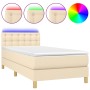 Cama box spring con colchón y LED tela crema 90x190 cm de vidaXL, Camas y somieres - Ref: Foro24-3134002, Precio: 310,16 €, D...