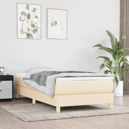 Box spring bed with cream fabric mattress 90x190 cm by vidaXL, Beds and slatted bases - Ref: Foro24-3144140, Price: 278,61 €,...