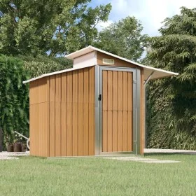 Cobertizo de jardín acero galvanizado marrón 270x130x208,5 cm de vidaXL, Cobertizos - Ref: Foro24-316245, Precio: 288,42 €, D...