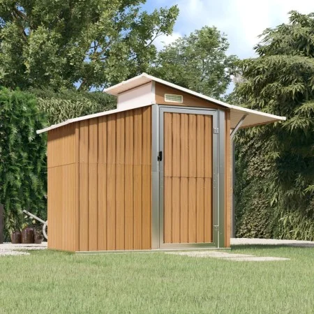 Cobertizo de jardín acero galvanizado marrón 270x130x208,5 cm de vidaXL, Cobertizos - Ref: Foro24-316245, Precio: 288,42 €, D...