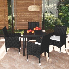 Juego muebles jardín 5 pzas con cojines ratán sintético negro en Conjuntos de jardín | Comprar online en Foru.es