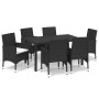 Set de comedor de jardín 7 pzas y cojines ratán sintético negro en Conjuntos de jardín | Comprar online en Foru.es