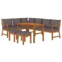 Juego comedor jardín y cojines 7 piezas madera maciza acacia de vidaXL, Conjuntos de jardín - Ref: Foro24-3154969, Precio: 74...