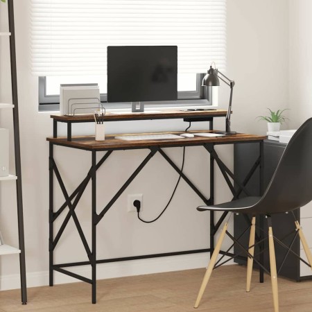 Escritorio con estante Roble ahumado 100 x 50 x 86,5 cm en Oficina | Comprar online en Foru.es