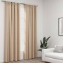 Cortinas opacas ganchos look de lino 2 pzs beige 140x225cm de vidaXL, Cortinas y visillos - Ref: Foro24-321213, Precio: 54,01...