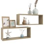 Estante cubo pared 2 uds contrachapado roble Sonoma 60x15x23 cm de vidaXL, Estantes y estanterías - Ref: Foro24-807142, Preci...