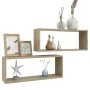 Estante cubo pared 2 uds contrachapado roble Sonoma 60x15x23 cm de vidaXL, Estantes y estanterías - Ref: Foro24-807142, Preci...