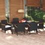 Set de comedor de jardín 7 pzas y cojines ratán sintético negro en Conjuntos de jardín | Comprar online en Foru.es