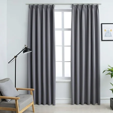 Blackout curtains with hooks 2 units gray 140x175 cm by vidaXL, Curtains and curtains - Ref: Foro24-134430, Price: 30,41 €, D...