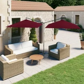 Sombrilla doble con poste de acero rojo burdeos 600x300 cm de vidaXL, Sombrillas - Ref: Foro24-312558, Precio: 162,96 €, Desc...