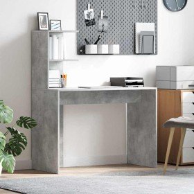 Escritorio Gris Concreto 102 x 50 x 124 cm Madera de ingeniería en Oficina | Comprar online en Foru.es