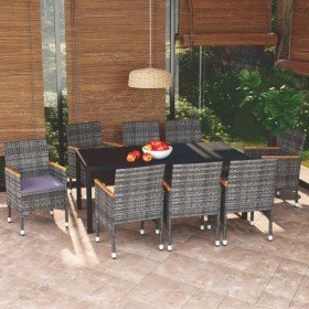 Set de muebles jardín 9 pzas con cojines ratán sintético gris en Conjuntos de jardín | Comprar online en Foru.es