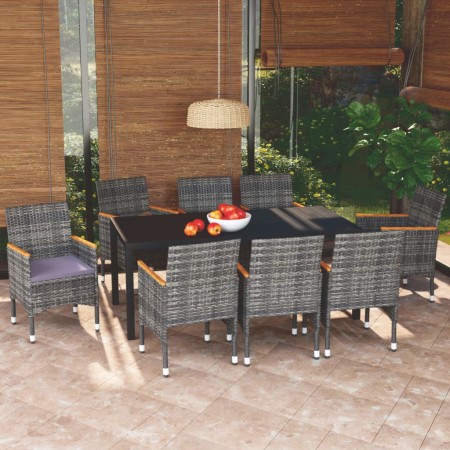 Set de muebles jardín 9 pzas con cojines ratán sintético gris en Conjuntos de jardín | Comprar online en Foru.es