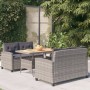 Set de comedor jardín 3 piezas con cojines ratán sintético gris en Conjuntos de jardín | Comprar online en Foru.es