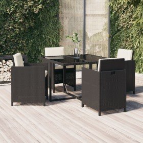 Set comedor de jardín 5 pzas con cojines ratán sintético negro en Conjuntos de jardín | Comprar online en Foru.es
