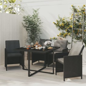 Set comedor de jardín 5 pzas con cojines ratán sintético negro en Conjuntos de jardín | Comprar online en Foru.es