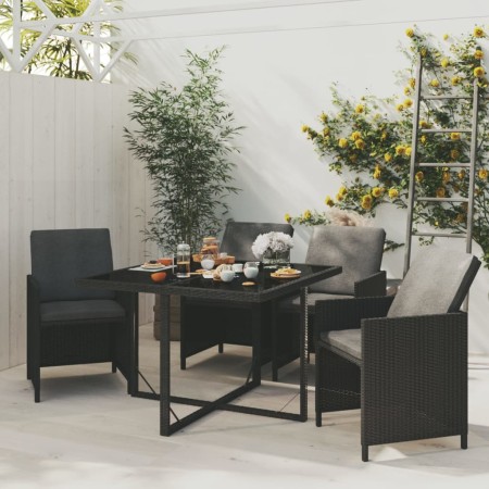 Set comedor de jardín 5 pzas con cojines ratán sintético negro en Conjuntos de jardín | Comprar online en Foru.es