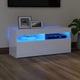 Mueble de TV con luces LED blanco brillante 90x35x40 cm de vidaXL, Muebles TV - Ref: Foro24-804388, Precio: 74,96 €, Descuent...