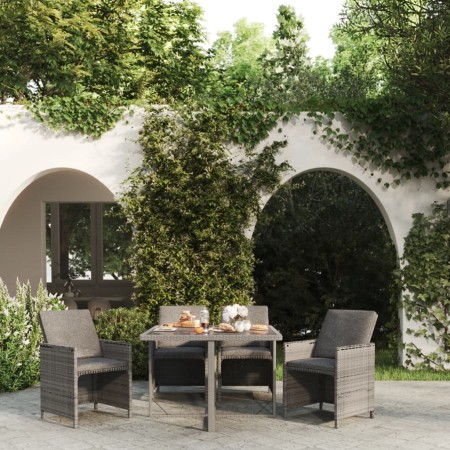 Set comedor de jardín 5 piezas con cojines ratán sintético gris en Conjuntos de jardín | Comprar online en Foru.es