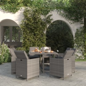 Set comedor jardín 9 pzas y cojines ratán sintético gris en Conjuntos de jardín | Comprar online en Foru.es
