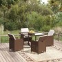Set comedor de jardín 5 pzas con cojines ratán sintético marrón en Conjuntos de jardín | Comprar online en Foru.es