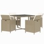 Set comedor de jardín 5 pzas con cojines ratán sintético beige en Conjuntos de jardín | Comprar online en Foru.es