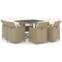 Set comedor de jardín 9 pzas con cojines ratán sintético beige en Conjuntos de jardín | Comprar online en Foru.es