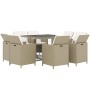 Set comedor de jardín 9 pzas con cojines ratán sintético beige en Conjuntos de jardín | Comprar online en Foru.es