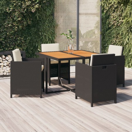 Set comedor de jardín 5 pzas con cojines ratán sintético negro en Conjuntos de jardín | Comprar online en Foru.es