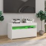 Mueble de TV con luces LED blanco brillante 75x35x40 cm de vidaXL, Muebles TV - Ref: Foro24-804403, Precio: 54,80 €, Descuent...