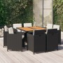 Set de comedor de jardín 9 pzas y cojines ratán sintético negro en Conjuntos de jardín | Comprar online en Foru.es