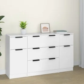 Set de aparador de 3 piezas de madera contrachapada blanco de vidaXL, Aparadores - Ref: Foro24-3115820, Precio: 166,71 €, Des...