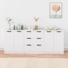 Aparador de 3 piezas madera contrachapada blanco de vidaXL, Aparadores - Ref: Foro24-3115780, Precio: 191,68 €, Descuento: %