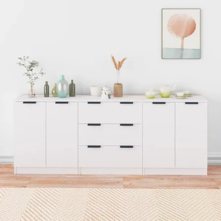 Aparador de 3 piezas madera contrachapada blanco de vidaXL, Aparadores - Ref: Foro24-3115780, Precio: 184,97 €, Descuento: %