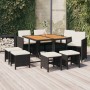 Set de comedor de jardín 9 pzas y cojines ratán sintético negro en Conjuntos de jardín | Comprar online en Foru.es