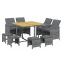 Set comedor jardín 9 pzas y cojines ratán sintético gris en Conjuntos de jardín | Comprar online en Foru.es
