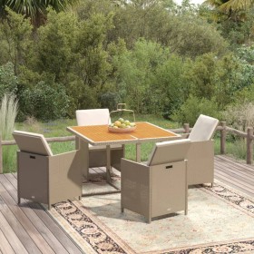 Set comedor de jardín 5 pzas con cojines ratán sintético beige en Conjuntos de jardín | Comprar online en Foru.es