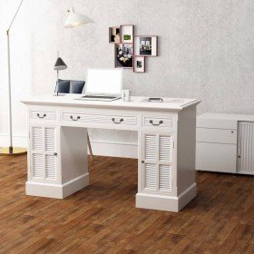 Escritorio de pedestal doble blanco 140x48x80 cm en Oficina | Comprar online en Foru.es