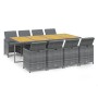 Set comedor jardín 9 pzas y cojines ratán sintético gris en Conjuntos de jardín | Comprar online en Foru.es