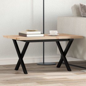 Mesa de centro marco X madera maciza pino y acero 80x50x40,5 cm en Mesas de comedor | Comprar online en Foru.es