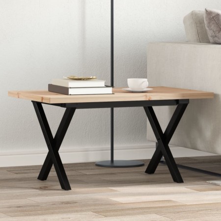 Mesa de centro marco X madera maciza pino y acero 80x50x40,5 cm en Mesas de comedor | Comprar online en Foru.es