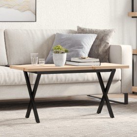 Mesa de centro marco X madera maciza pino y acero 100x50x45,5cm en Mesas de comedor | Comprar online en Foru.es