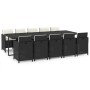 Set de comedor jardín 11 pzas con cojines ratán sintético negro en Conjuntos de jardín | Comprar online en Foru.es